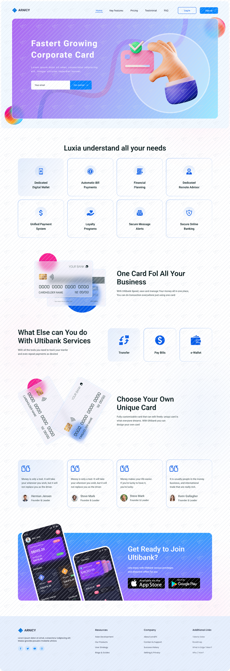 Financial Landing Page UI
