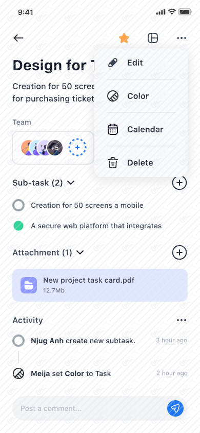 Dashboard/project/Task setting