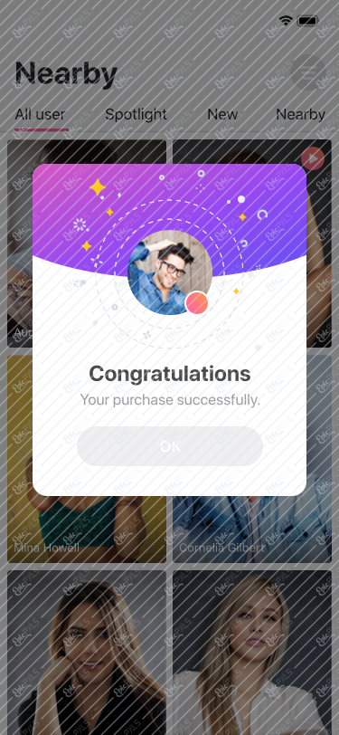 Nearby / Popup / Purchase successfully