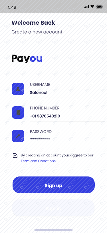 Sign Up or Create account V03