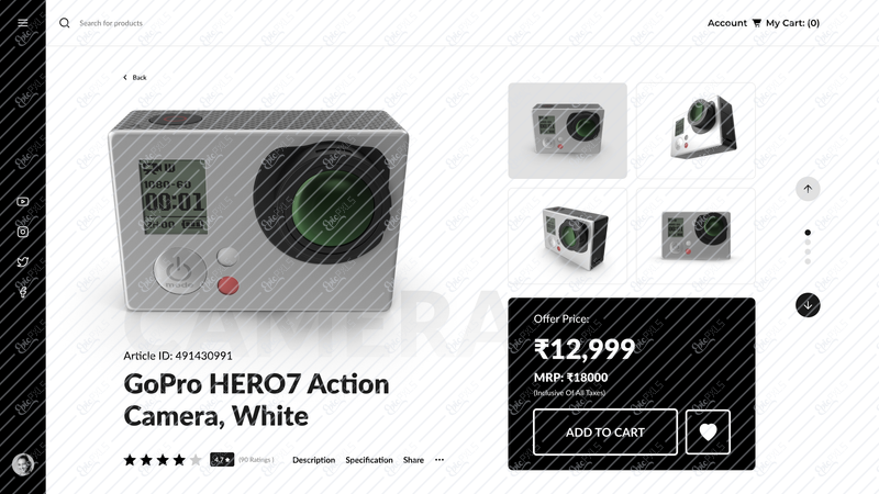 Web Design UI Kit Product Page Template - Action Camera