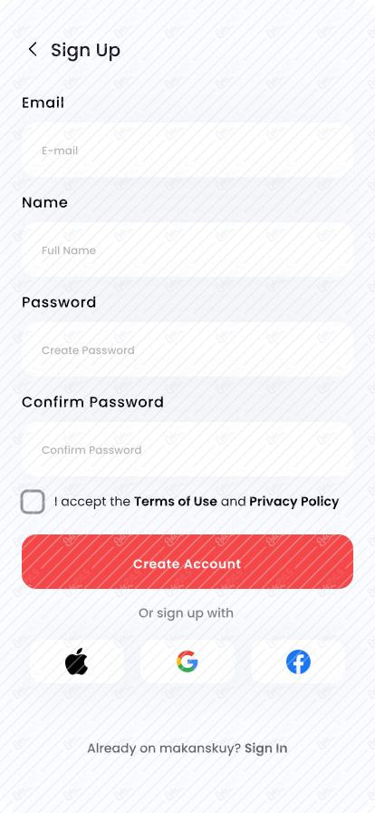 Sign Up Screen