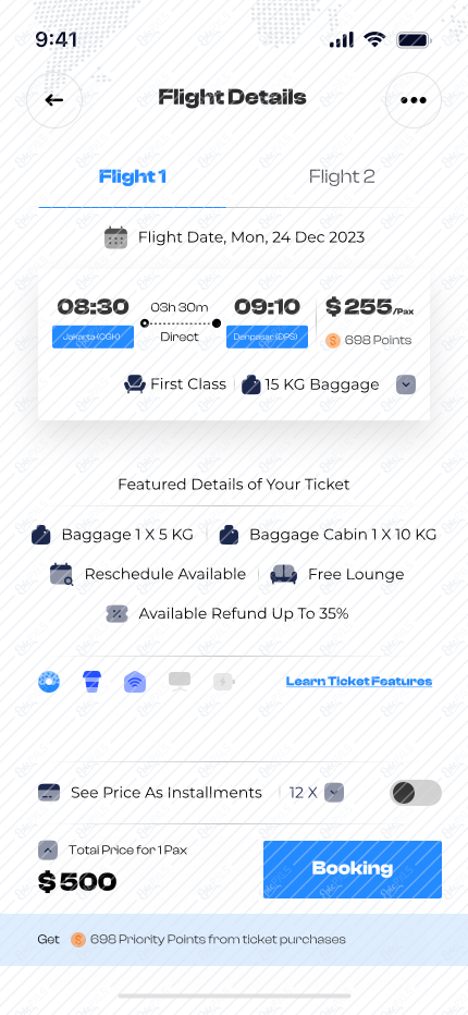 Booking Tickets - Flight Details