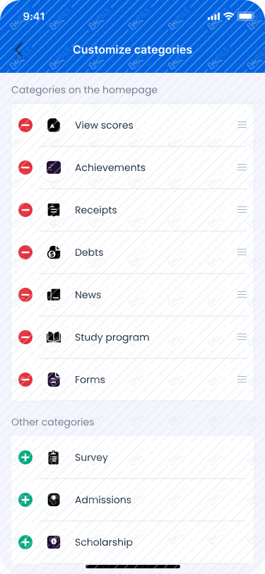 Customize categories