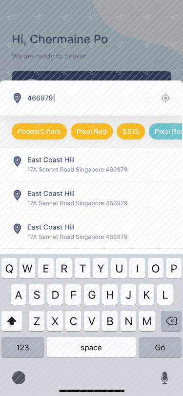 search pickup address
