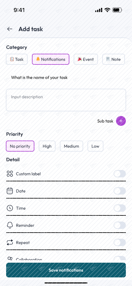 Add task (Select task)