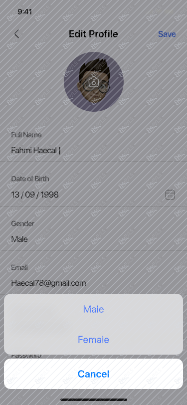 Profile / My Profile / Edit Profile Gender