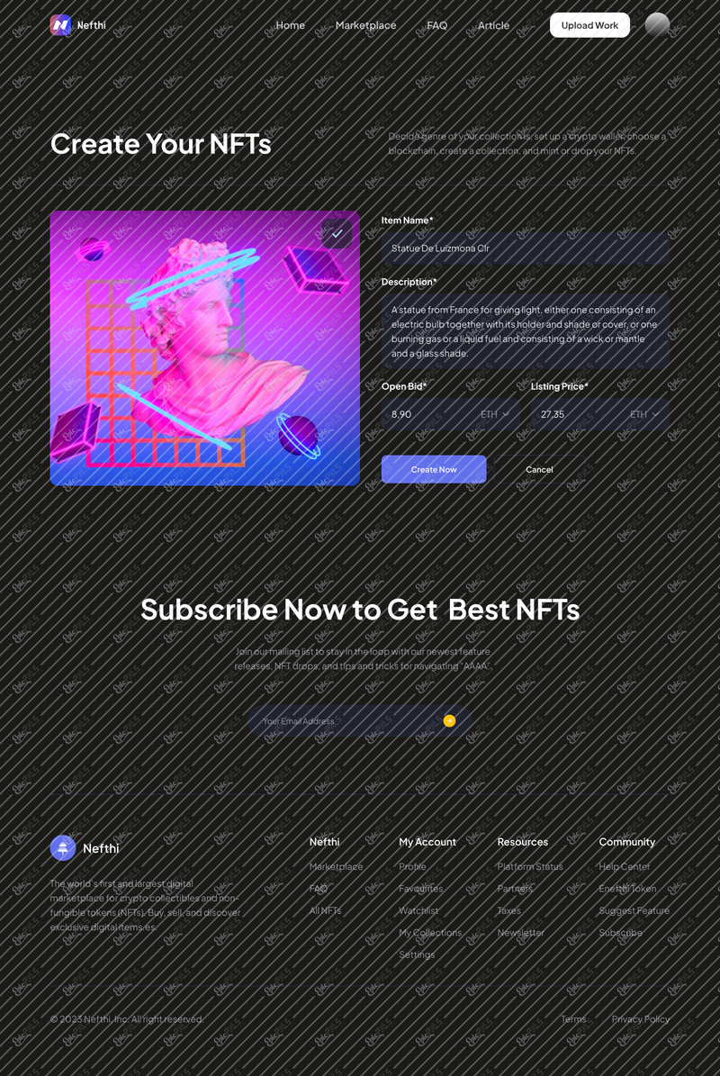 Dekstop - Upload NFTs Filled