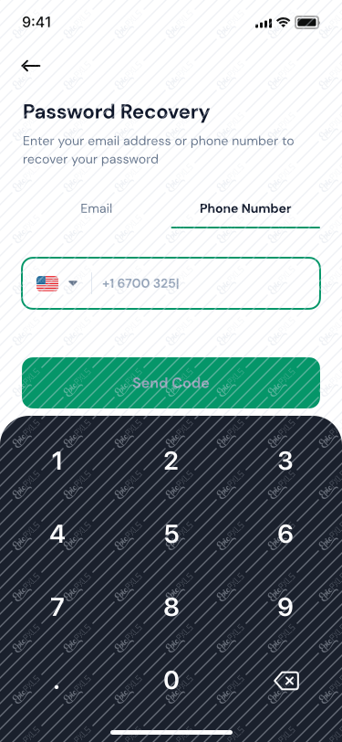 4.2 Reset Password - Phone Number - Dark
