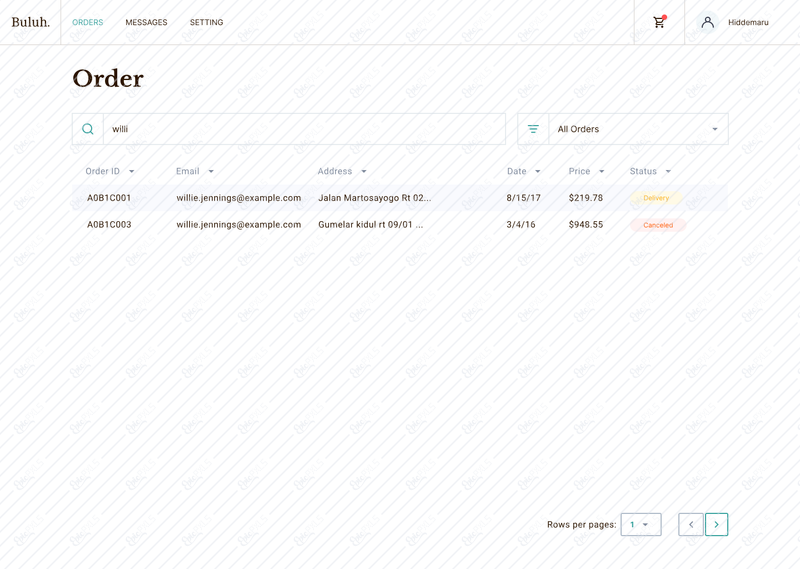Order List - search