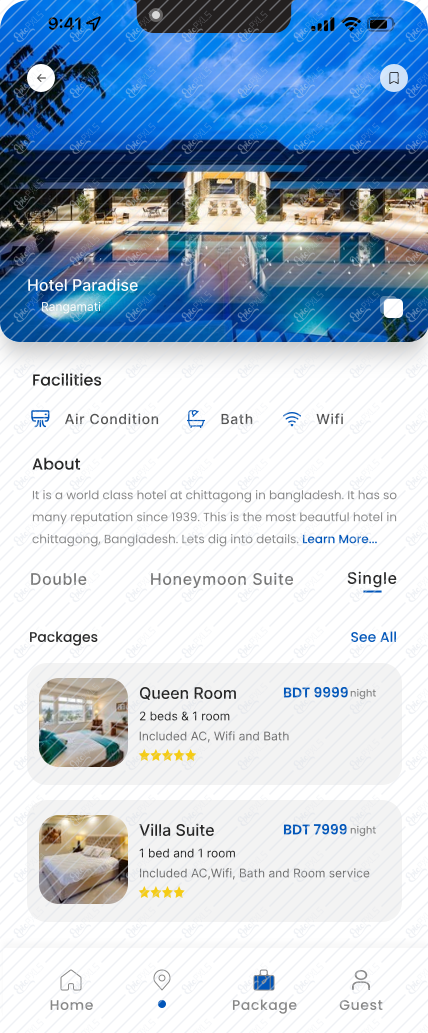 Room & bed selection