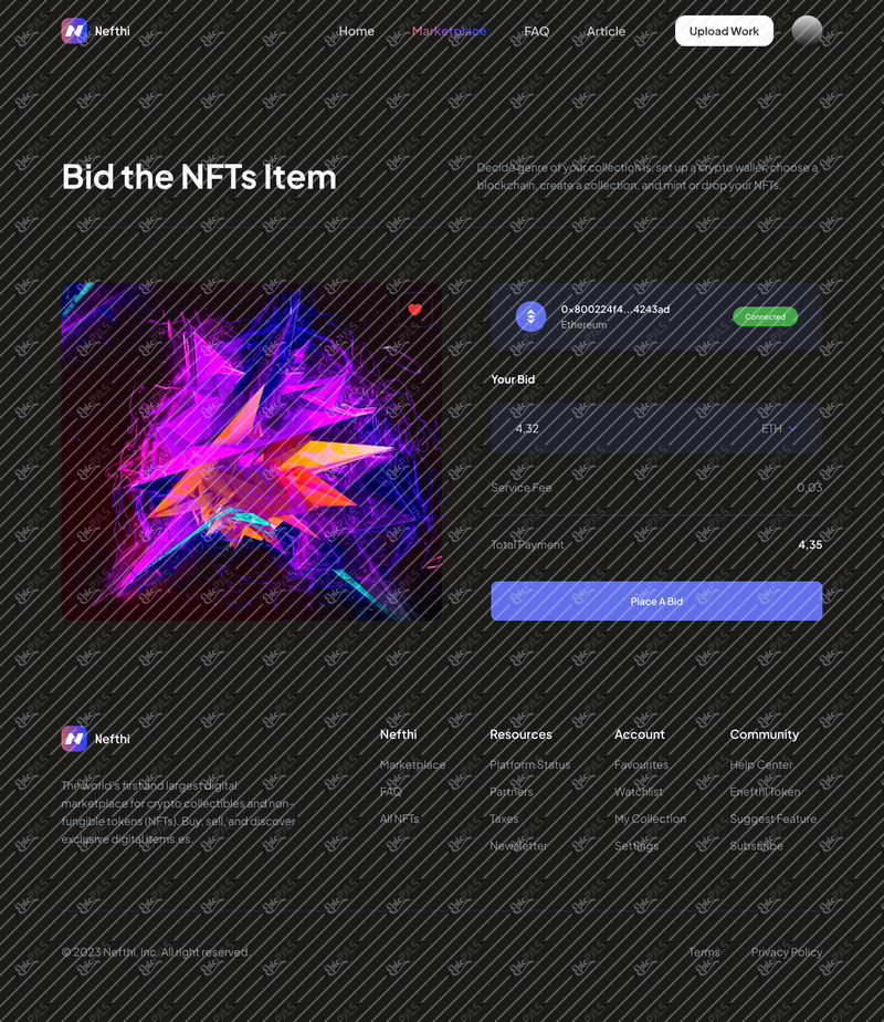 Detail NFT - Place a Bid