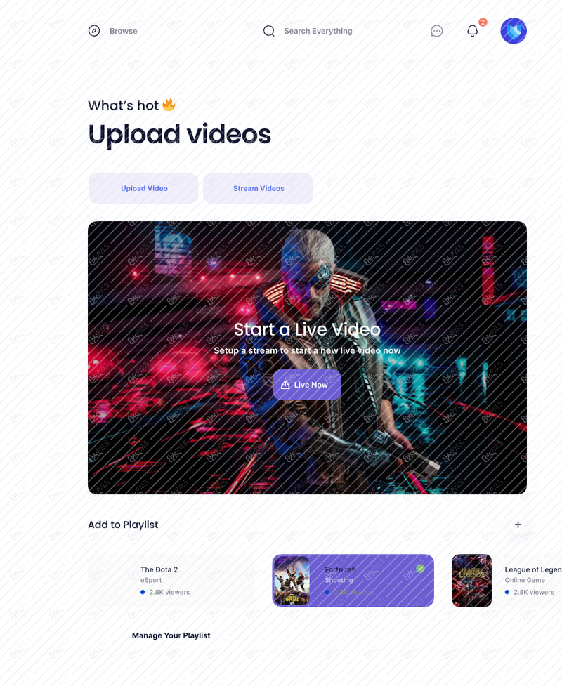 🎮 5 - Upload Videos - Live Video - Tablet - Collapse Menu