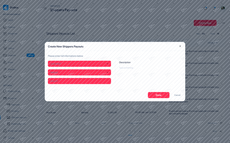 34_Payments -Shippers Payouts - Create New