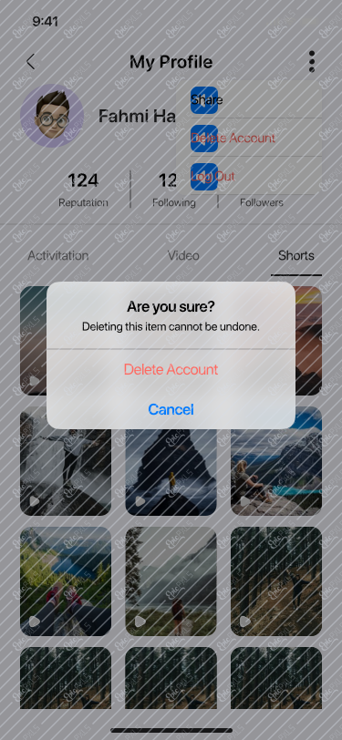 Profile / My Profile / Menu Delete Account