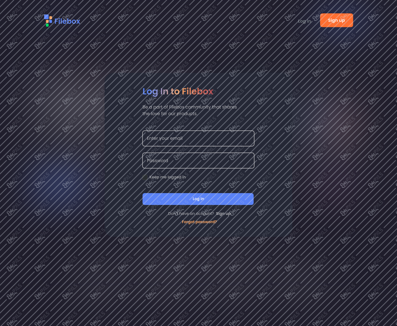 Log in / Dark / Desktop
