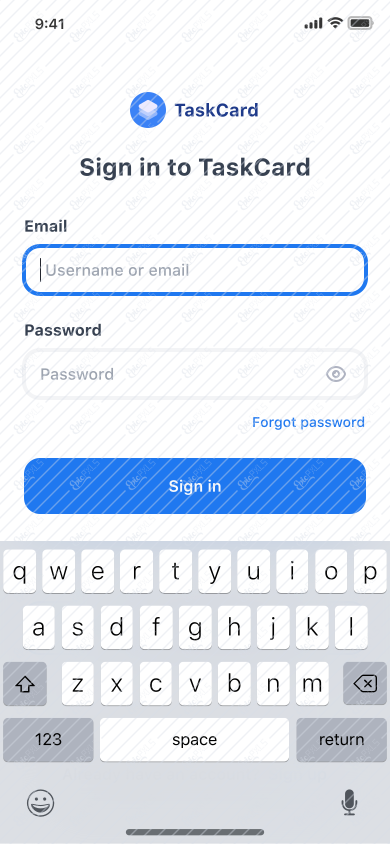Sign in/Enter text