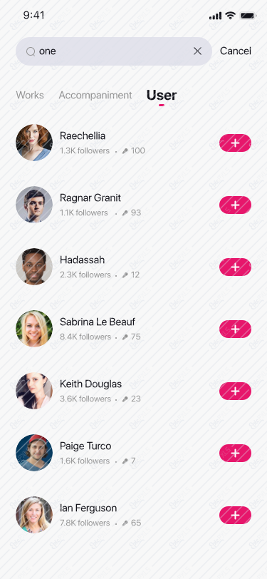Search – result-USER – light