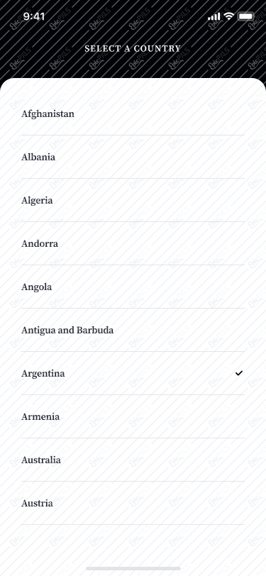 Shipping Address - Country Selected