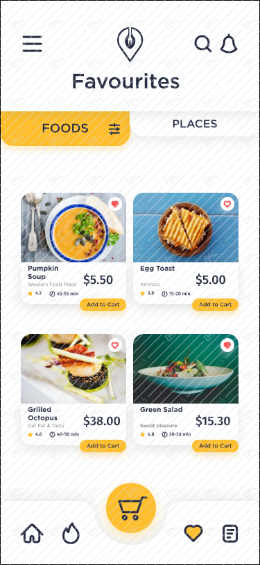 Favorites Screen 1 - Foods