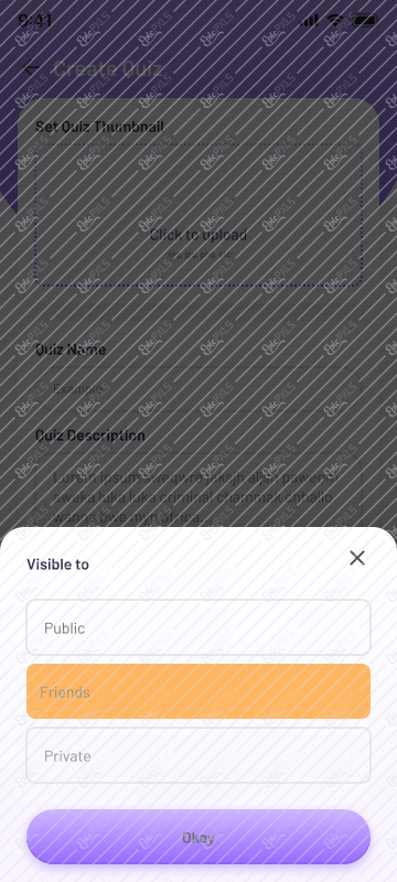 42_Create Quiz page Default_Friends_Visible to