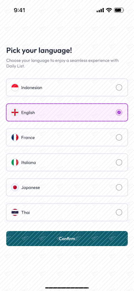 Pick your language (Selected)