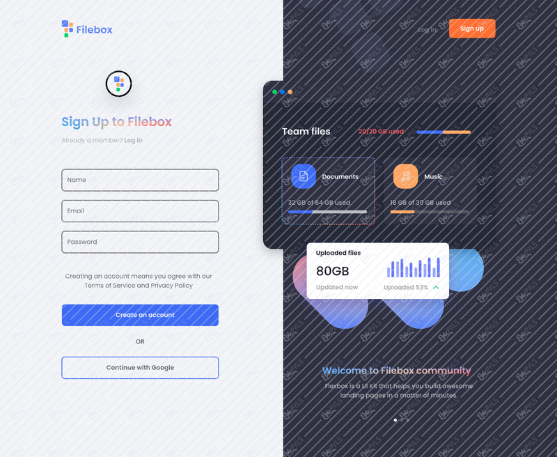Sign up / Dark / Desktop