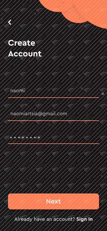 black sign up