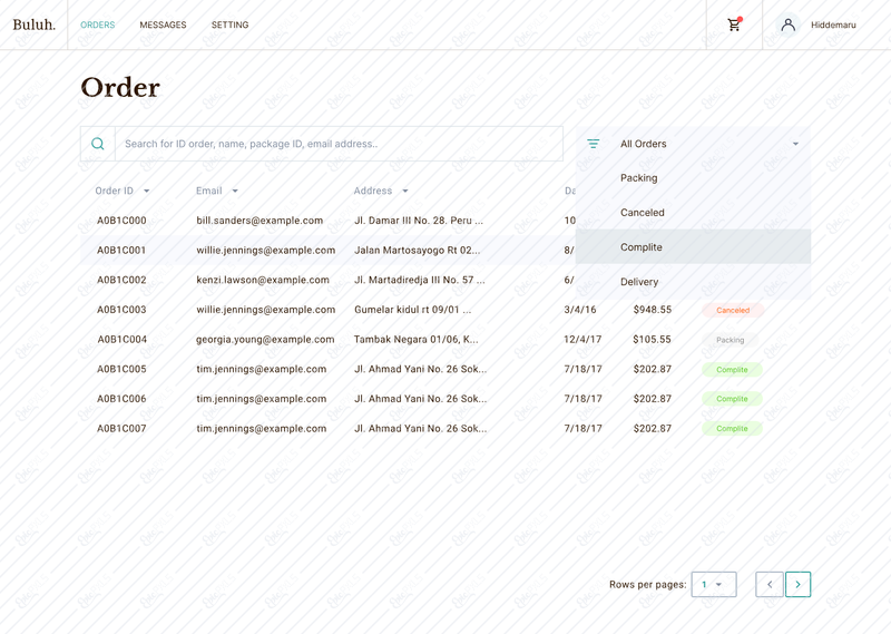 Order List - filter