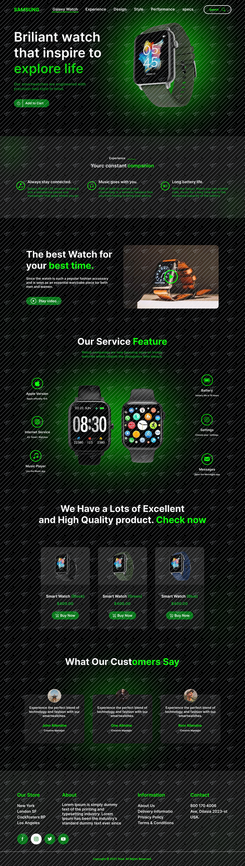 Just Watch - Smart Watch Website Landing Page design