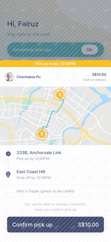 scheduled pick up details