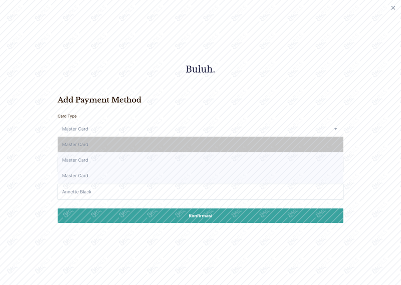 Add payment method - select card