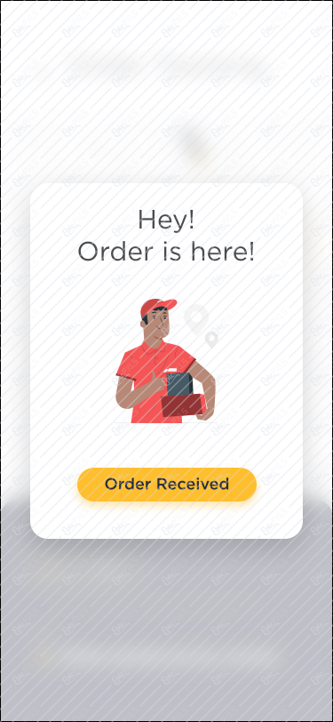 Order Receved Screen 1 - Pop Up 1