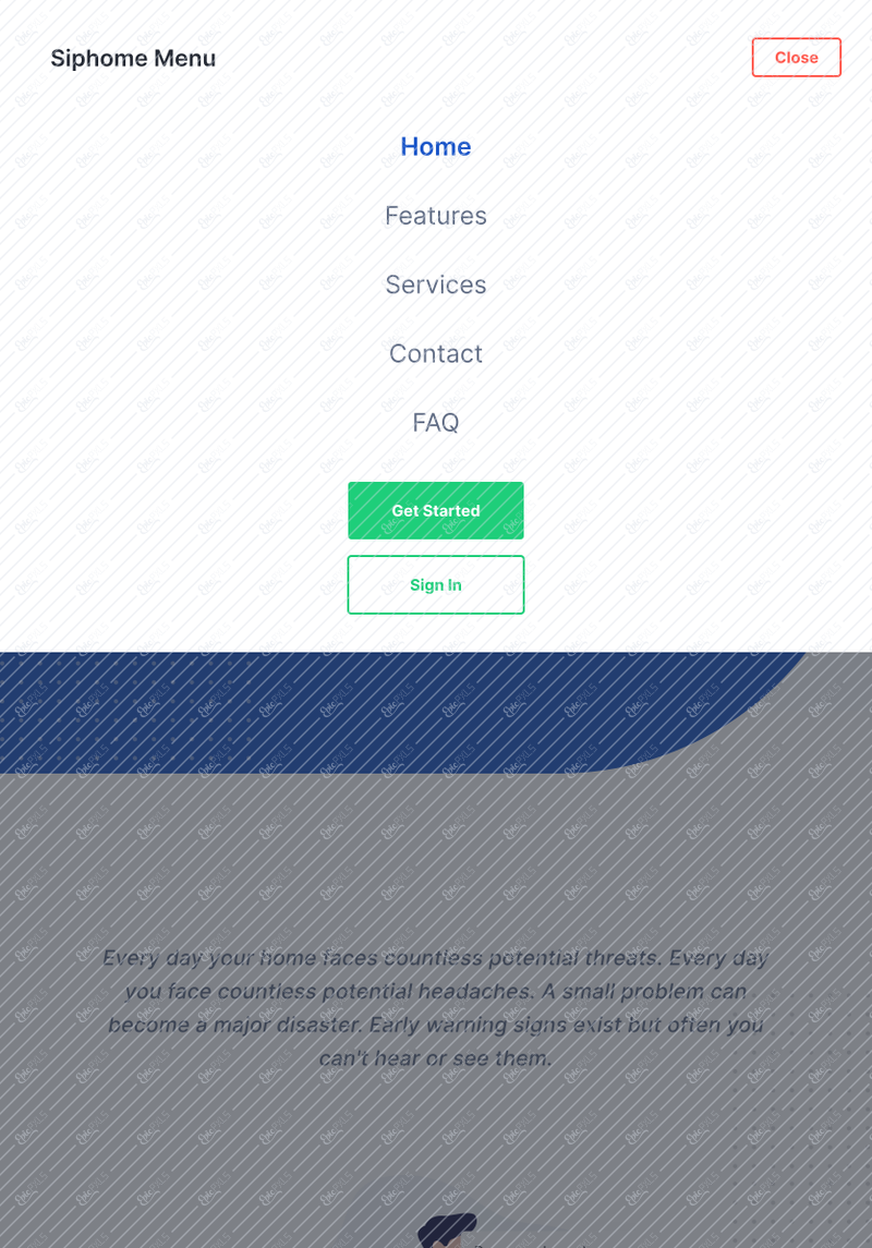 Siphome - iPad - Menu