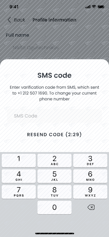 Profile information / change phone