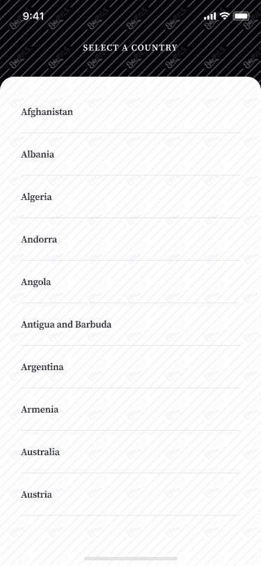Shipping Address - Select Country