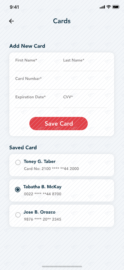 SAVED CARDS