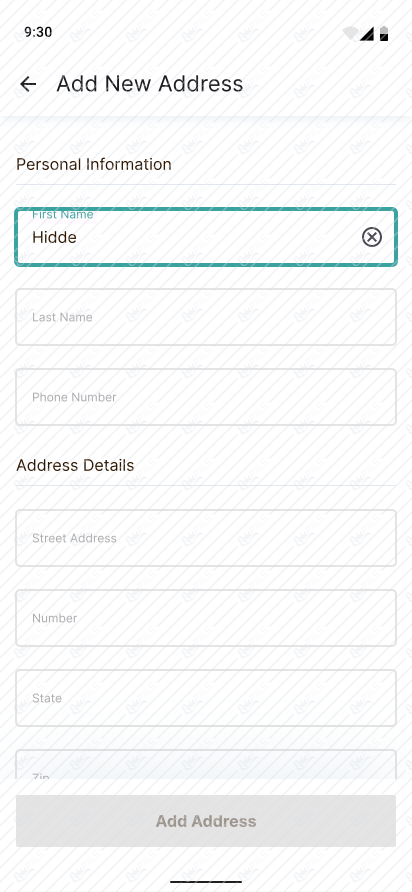 Add New Address- filled