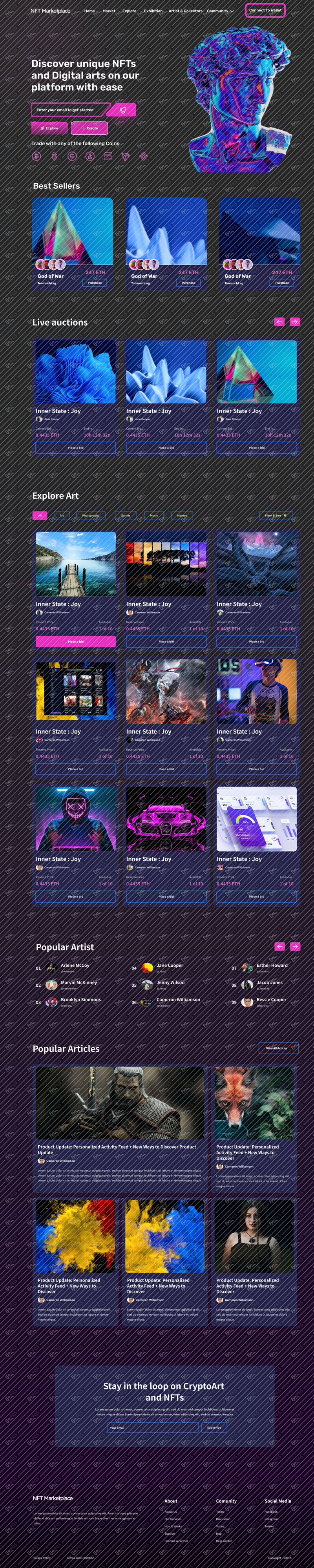 NFT home pages