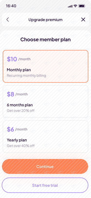 Premium account - Subscription Plan
