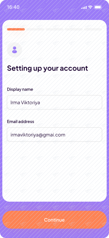 Register - Setting account