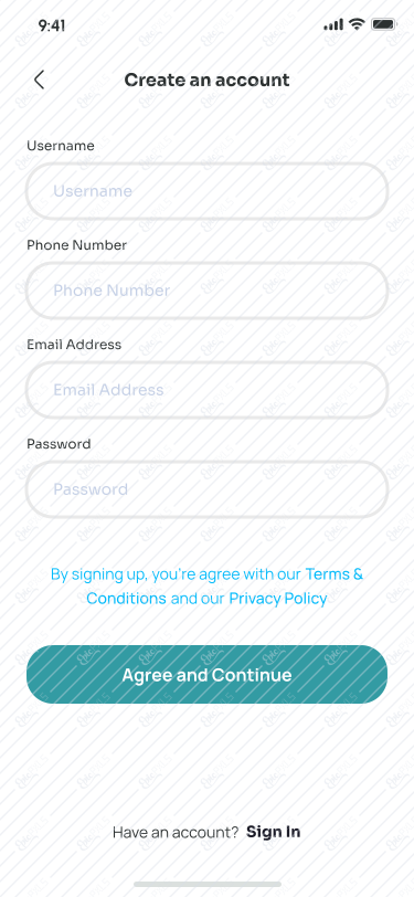 Sign Up - Not Filled