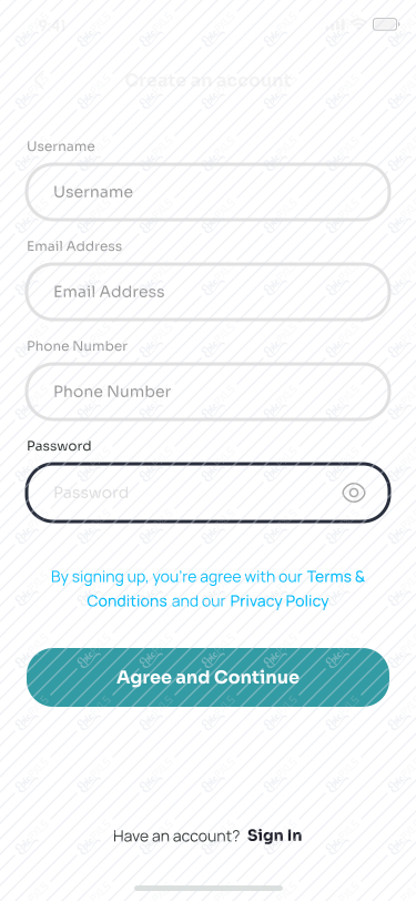 Sign Up - Not Filled