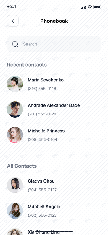 44. Mobile Topup - Phonebook - Dark
