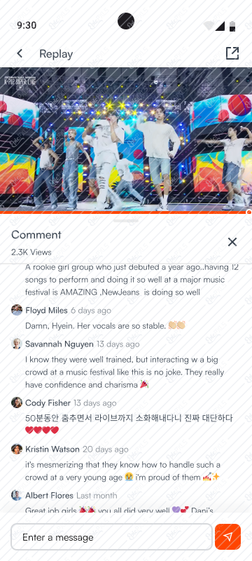 Live Streaming / Replay Live Comment