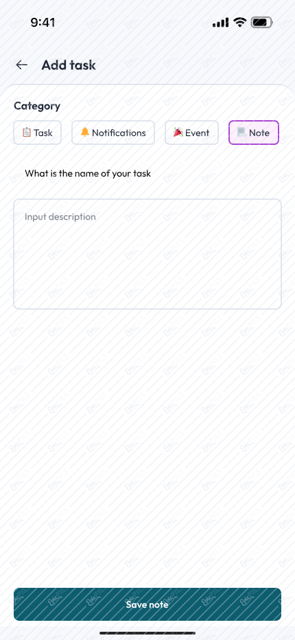 Add task (Select note)