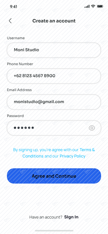 Sign Up - Filled