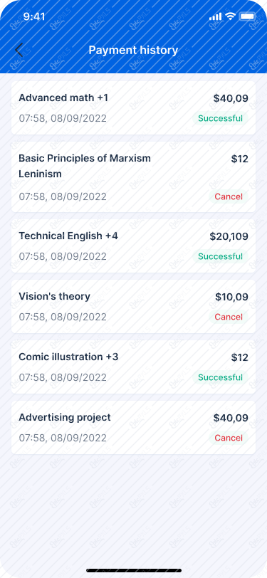 Payment history