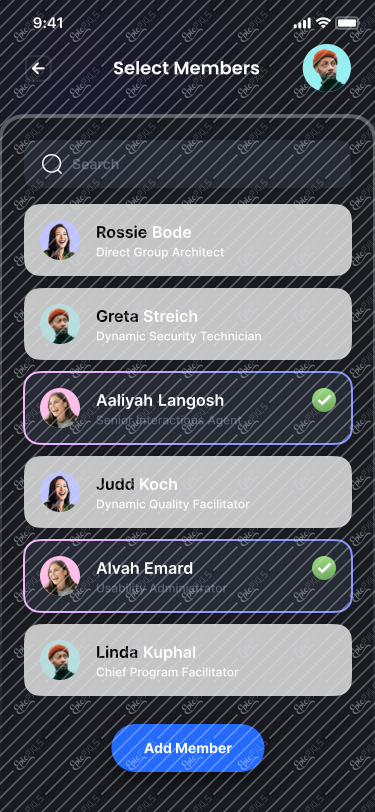 Add/Create Team/Select Members