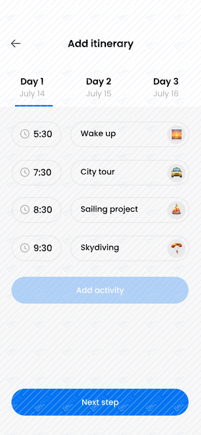 Travel Arrangement Page